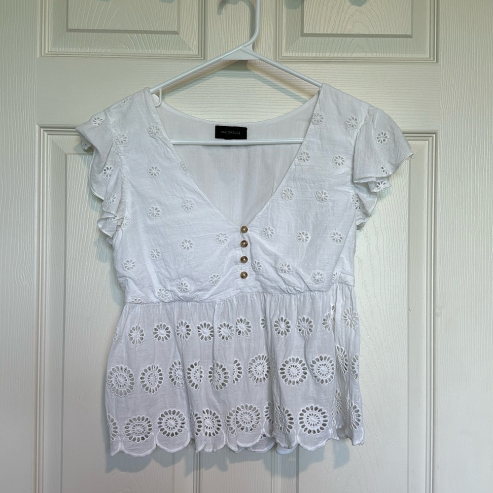 White Majorelle Eyelet Top / Revolve